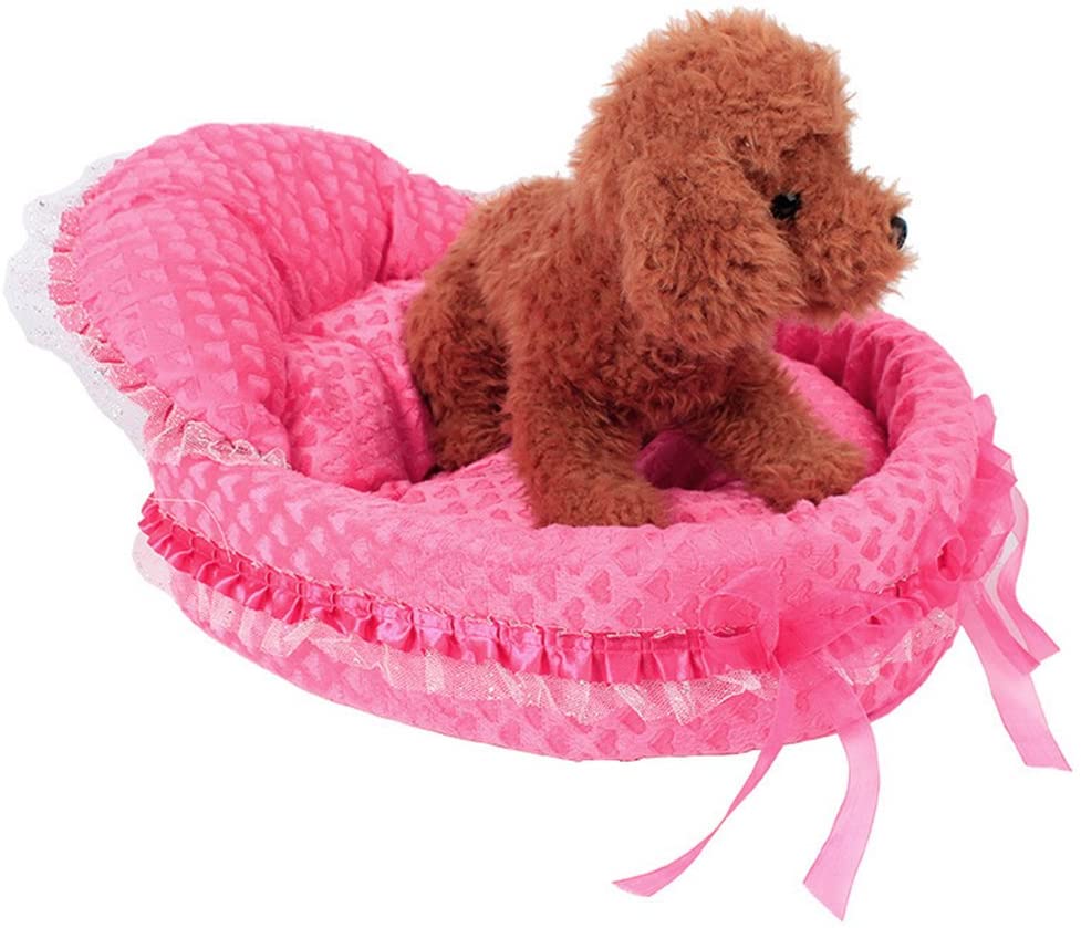  Princesa de encaje Cama para perro Perrito Sofá Casa de mascotas (Rosa roja, L) 