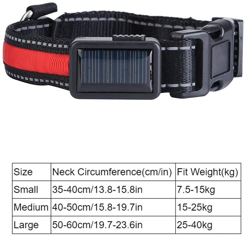  Pssopp Collar de Perro LED, USB Recargable Que Brilla intensamente Collar de Perro de Mascota Luz de Seguridad Collares de Nylon Collares para Perros pequeños, medianos y Grandes(Rojo, L) 