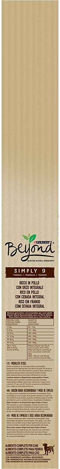  Purina Beyond Pienso Comida Natural para Perro Adulto, Sabor Pollo y Cebada Integral - 14 Kg 