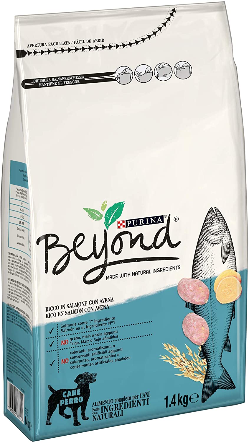  Purina Beyond Pienso Natural para Perro Adulto Salmón y Avena 6 x 1,4 Kg 