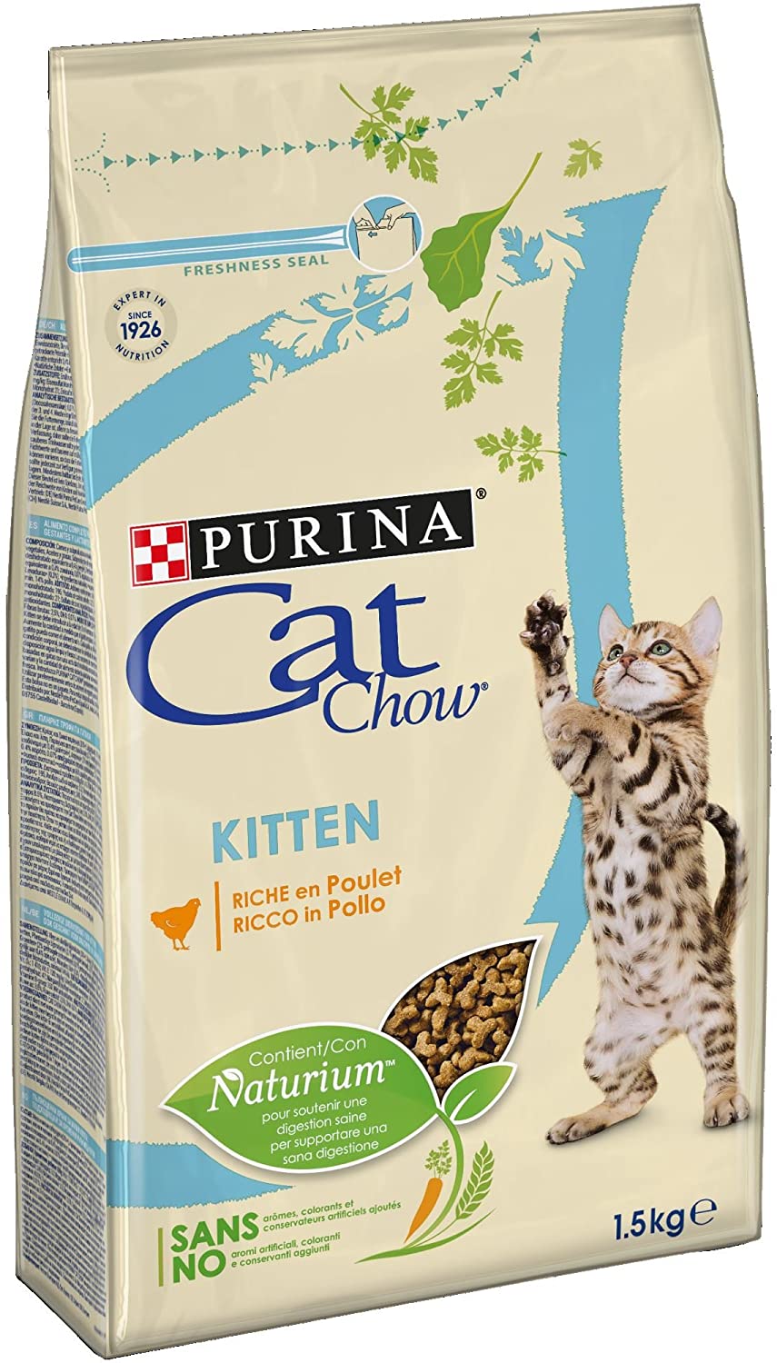  Purina Cat Chow pienso para Gato Junior, bebe, gatito con Pollo 6 x 1,5 Kg 