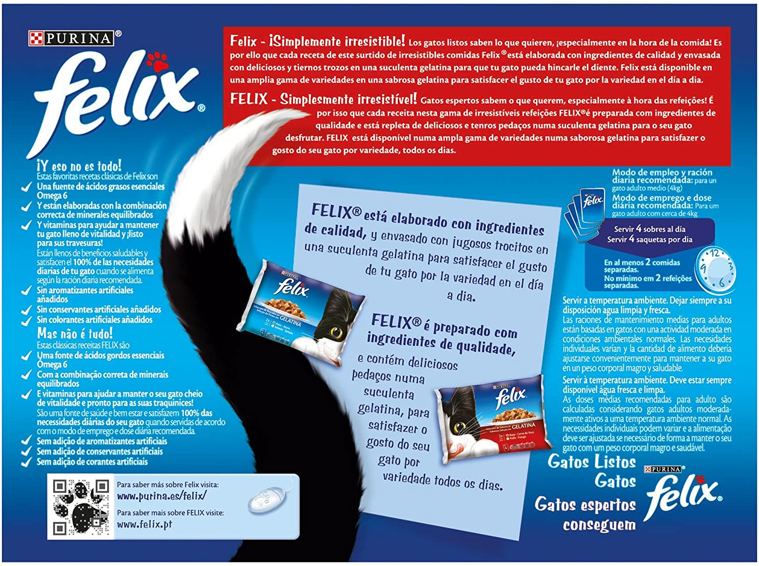  Purina Felix Gelatina comida para gatos Selección Surtido de Carnes 6 x [12 x 100 g] 