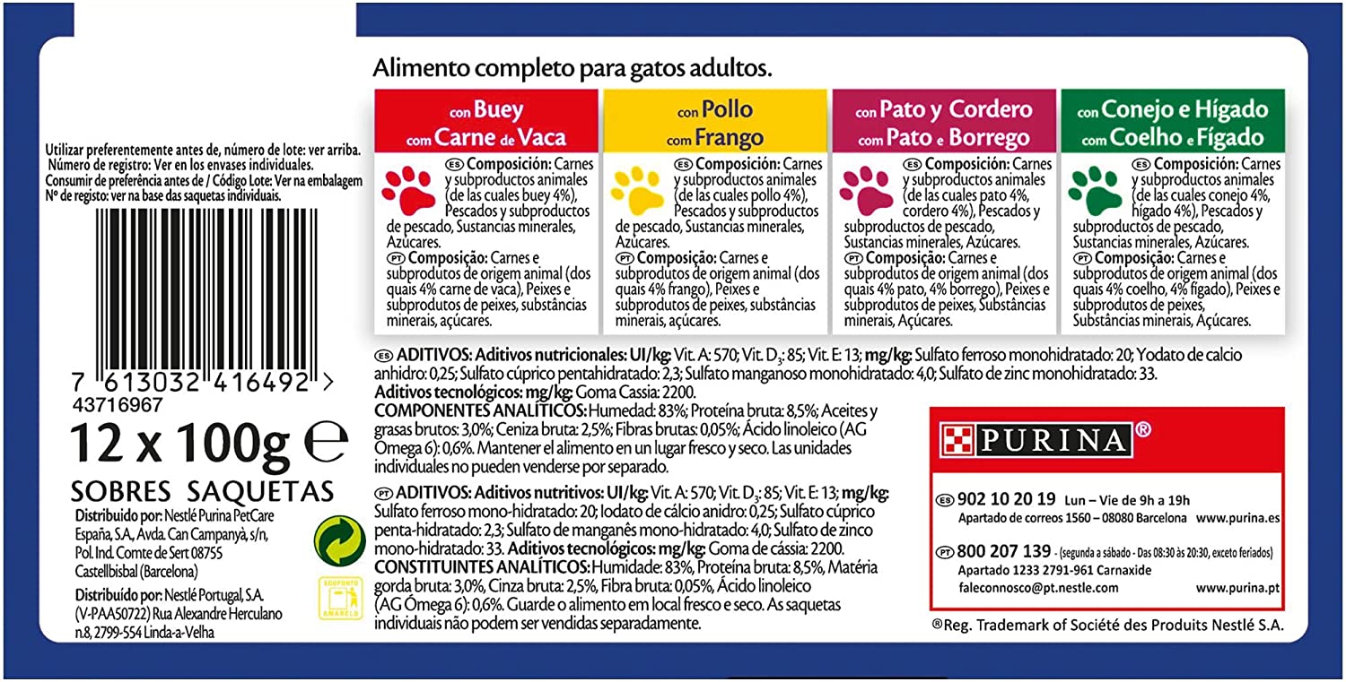  Purina Felix Gelatina comida para gatos Selección Surtido de Carnes 6 x [12 x 100 g] 