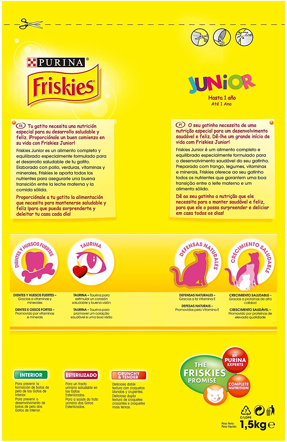  Purina Friskies Pienso para Junior Gato hasta 1 año 6 x 1,5 Kg 