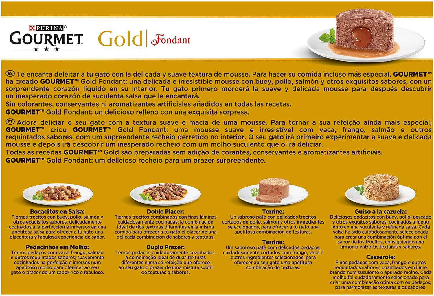  Purina Gourmet Gold Fondant comida para gatos Surtido sabores 8 x [12 x 85 g] 