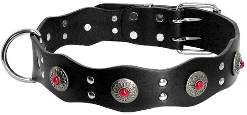  QINGLV Pet Ajustable Collar Collar para Perros para Perros Grandes Collares para Mascotas De Pastor Alemán Accesorios para Camafeo para Perros Medianos Grandes Pitbull Rottweiler, Negro, M 