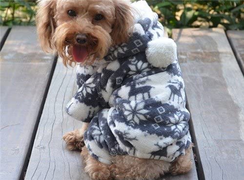  QIYUN.Z Casuales Cuatro Patas Blanca Ciervos Nieve De Terciopelo con Capucha del Navidad del Perro Negro De Invierno Sueter De La Capa Caliente 