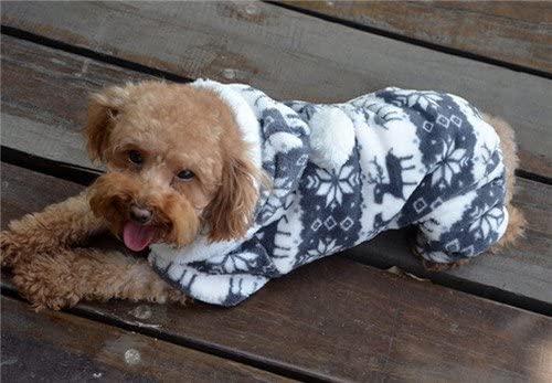  QIYUN.Z Casuales Cuatro Patas Blanca Ciervos Nieve De Terciopelo con Capucha del Navidad del Perro Negro De Invierno Sueter De La Capa Caliente 