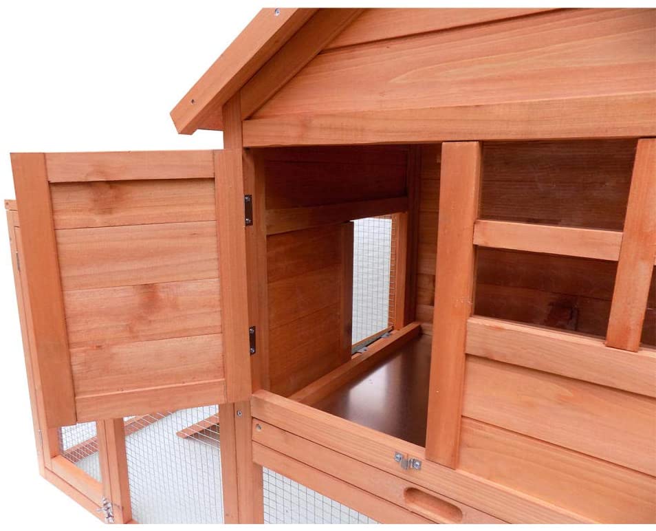  QPYJ Caseta de perroCasa para Mascotas de Madera Maciza con balcón Doble y tobogán-Woody_122 * 63.5 * 91.5cm 