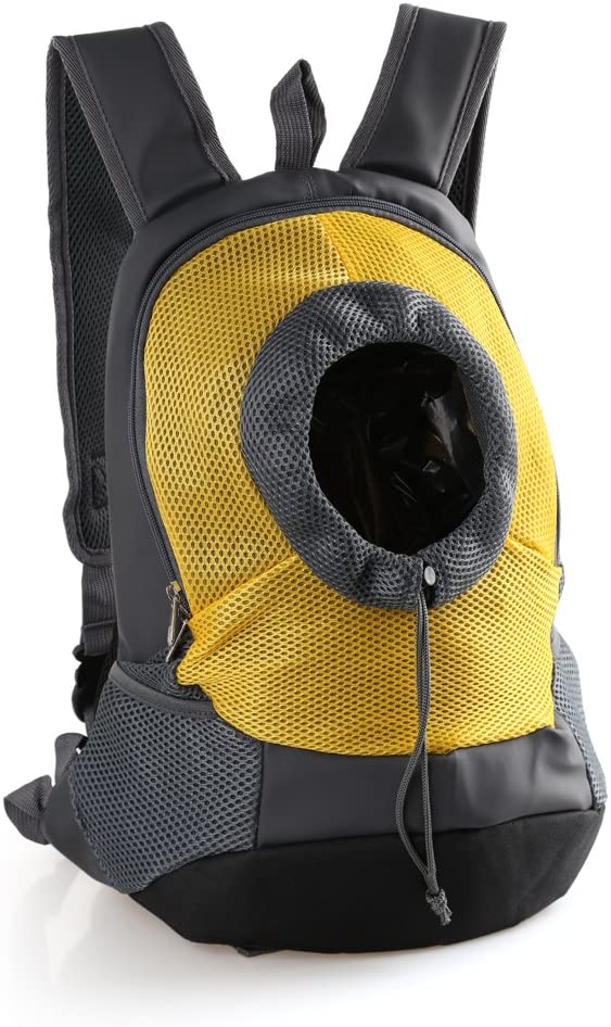  Rantow Transpirable Cómodo Portador de Mascotas Mochila Gato Perro Frente Viaje Hombro Bolsa para el Ciclismo, Senderismo, Viaje, Compras(L Size Yellow) 