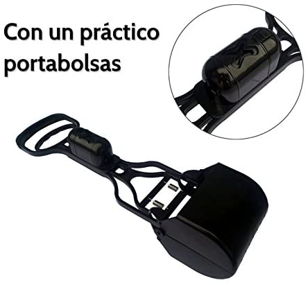  Recogedor de heces de perros con sistema de pinza con cómodo porta-bolsas - Pequeño 