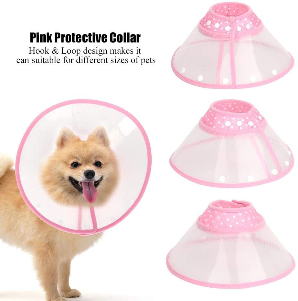  Recuperación de Mascotas E-Collar Mascota Rosa Protectora Herida Cuello Protector Cuello de Perro Cono Recuperación Cono Collar de Cono para Mascota Gato Perro(S) 