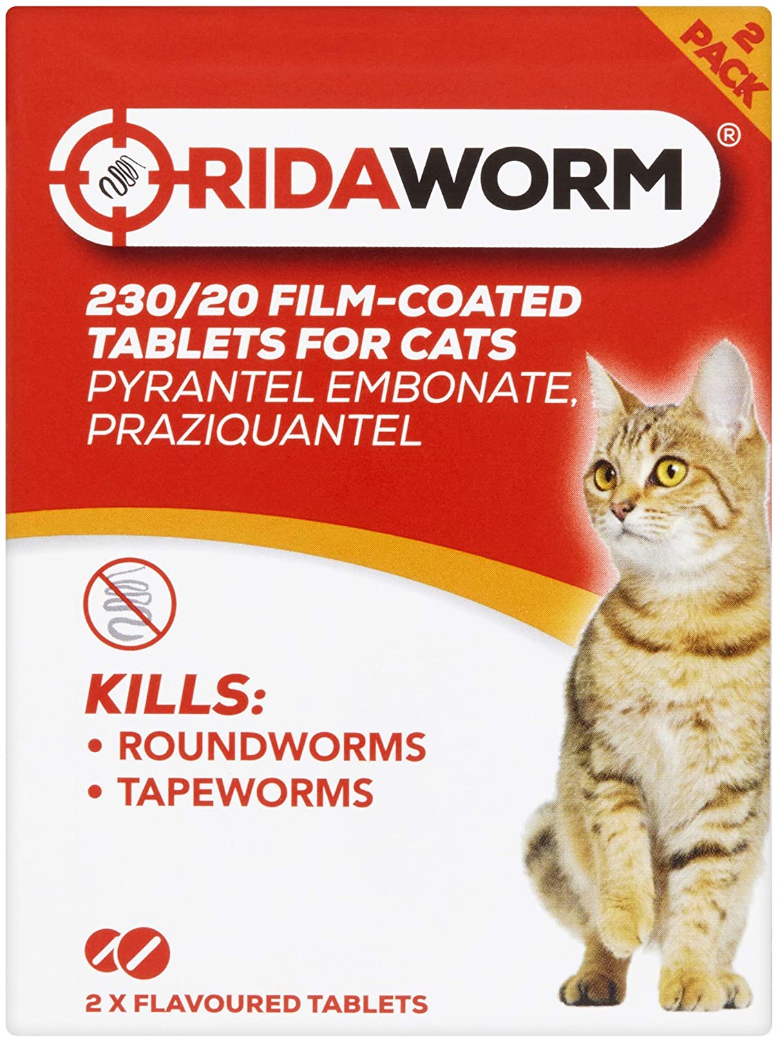  Ridaworm Tabletas con Sabor a Gato, Talla única, Paquete de 2 