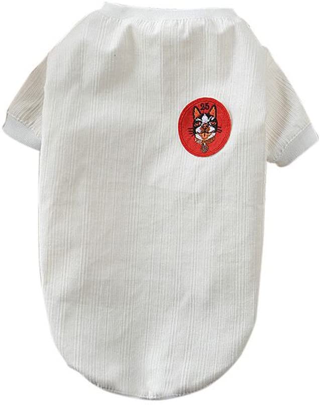  Ropa de Verano para Perros YEZIA Cmiseta Blanco Camiseta Algodón Cachorro Disfraz Estampado Perros Ropa Suave para Mascotas Camisa para Perros Lindos Ropa Moda para Perro Verano 