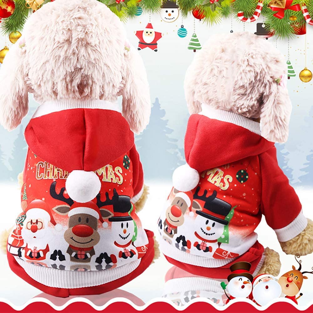  Ropa Disfraz Navidad Perro YEZIA Ropa Mascotas Sudaderas con Capucha para Cachorros Chihuahua Yorkshire Sudadera con Capucha para Perros Prendas Navidad Fiestas 