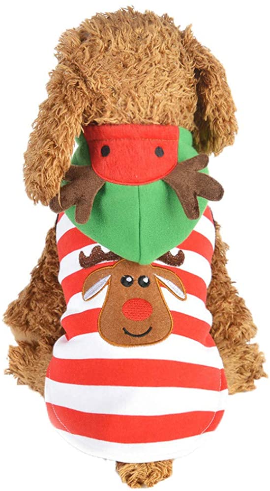  Ropa para Mascotas,Dragon 868 Navidad Encapuchado Rayas El Vestido de Xmas Abrigos Perro Mascota Cachorro 