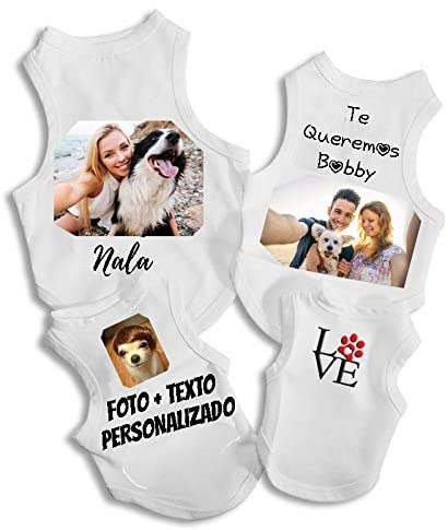  Ropa Para Perros Personalizada - Abrigos para Perros con Tu Foto y Texto Favorito - Traje Muchos Tamaños - Regalo Original para tu Perro Pequeño Mediano Grande - Cosas Accesorios (SMALL 18.5 x 24CM) 