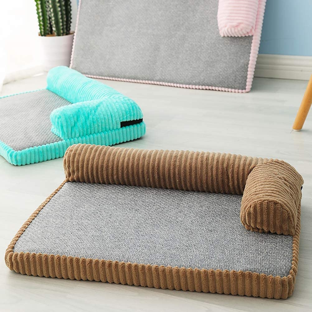  RTYUIIO Cama para Perros Gatos Sofa Extra Grande Lounge Perros Mascotas Grandes Gigantes con Memoria Viscoelástica Ortopédica,Bilateralbrown,S:49 * 39 