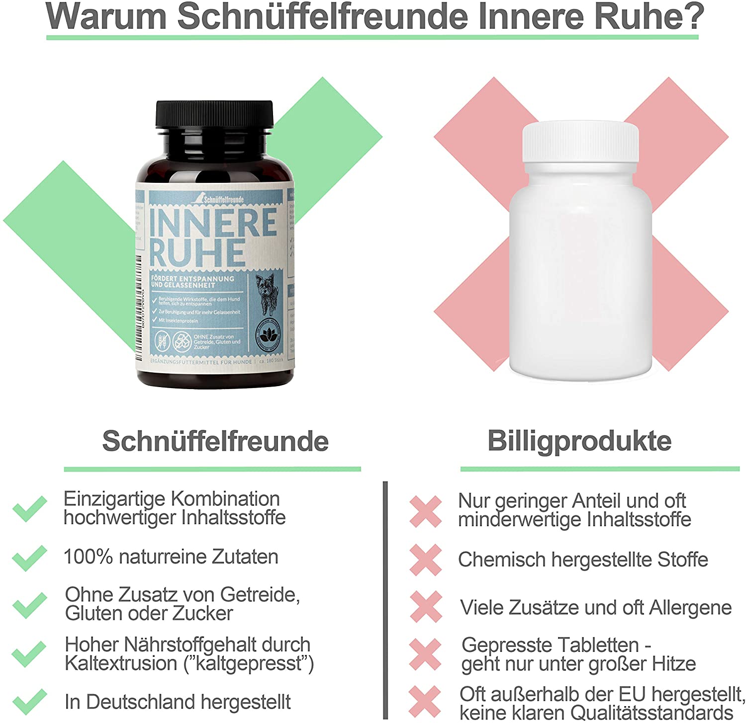  Schnüffelfreunde Innere Ruhe I Ayuda Calmante para Perros - Complemento Alimenticio para el Perro Miedoso para Calmar, Combatir el Miedo, Alivia el Estrés y la Ansiedad y para más Tranquilidad 