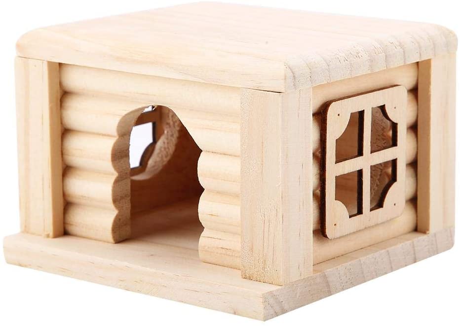  Semme Hamster Villa De Madera con Techo Plano, Casa Hamster para PequeñOs Animales Lugar Natural De Escondite Animales PequeñOs para Descansar 