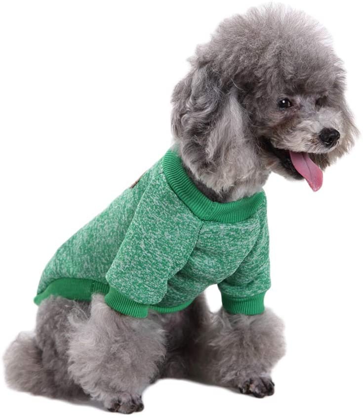  Shaoyao Ropa para Mascotas Abrigo De Invierno Color Sólido Cálido para Perros Chaqueta Pequeños Verde L 