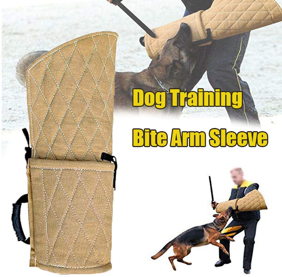  Shjjyp Manga Mordedor De Tela para Entrenamiento Canino Juego De Morder para Perro Joven O Adulto Manga con Un Asa Interior,Beige 