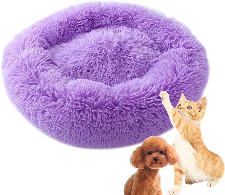  Shuda 1 pc Chenil Mignon Suave Redondo Peluche Cachorro Perro Gato Gatito Cama Animales Alfombra sofá, 50 cm (Black Friday Deals) -Pink 