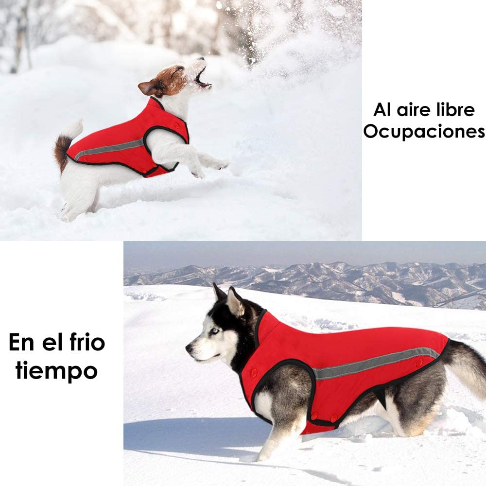  SlowTon Abrigos para Perros de Invierno Chaqueta Impermeable Ropa para Perros Forro de Franela Desmontable Cuello Ajustable Chaleco del tamaño Pecho para Mascotas con Regalos de la Navidad 