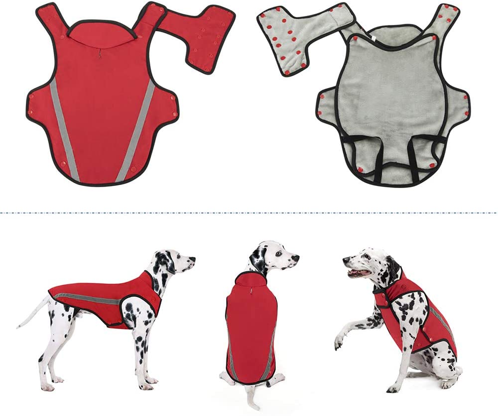  SlowTon Abrigos para Perros de Invierno Chaqueta Impermeable Ropa para Perros Forro de Franela Desmontable Cuello Ajustable Chaleco del tamaño Pecho para Mascotas con Regalos de la Navidad 