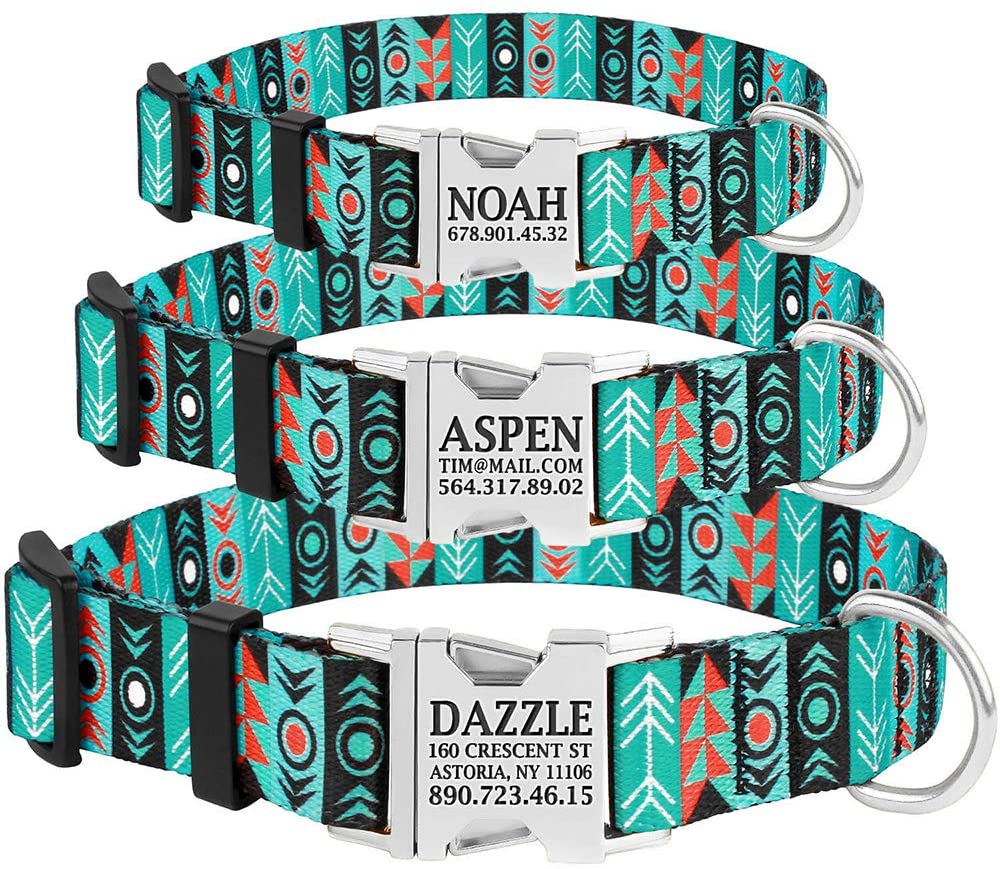  SLZZ collar para perro personalizado/collar para perro premium personalizado con nombre chapado/hebilla de acero inoxidable/ ajustable resistente para perros pequeños y medianos 