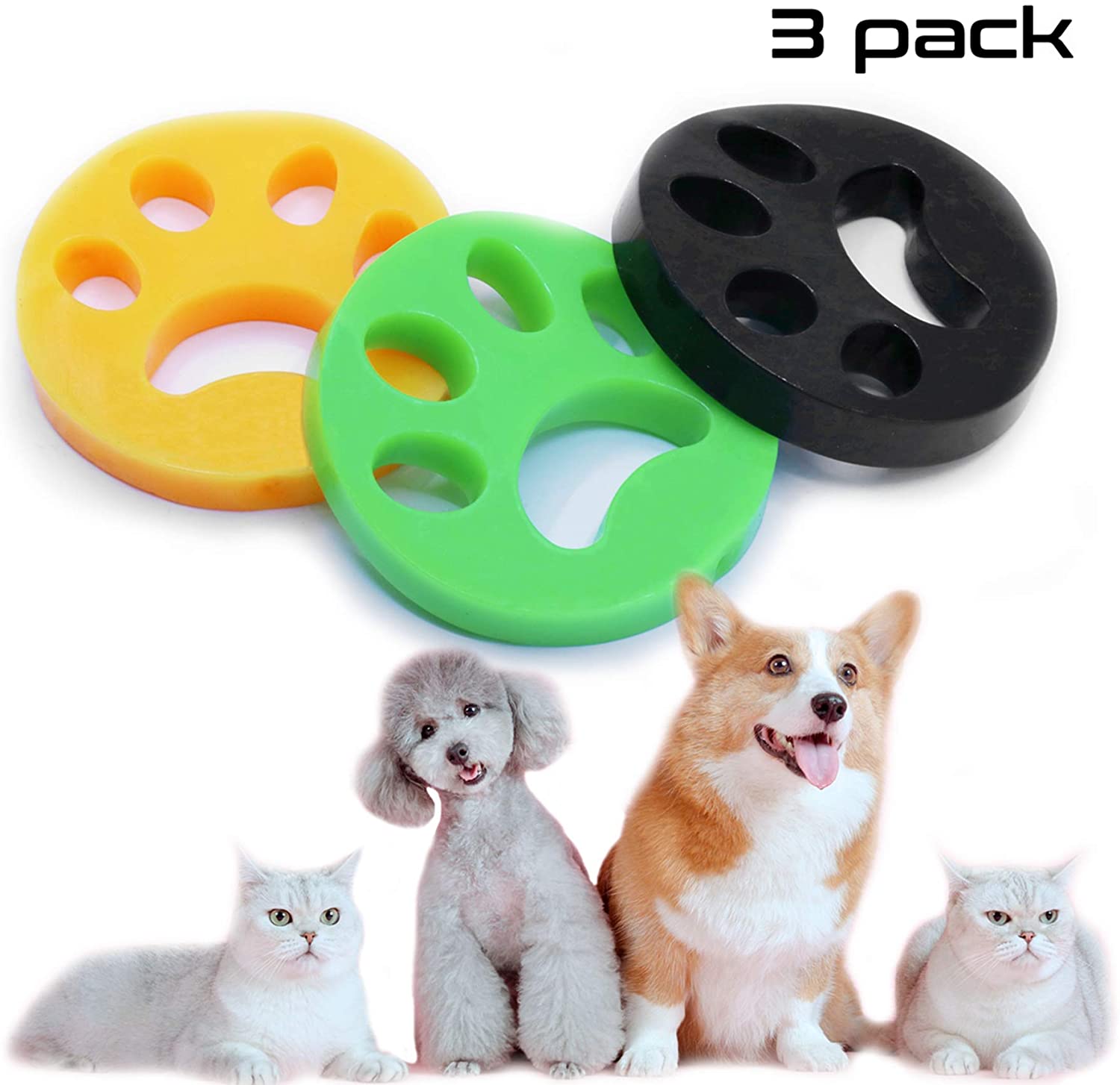  Sugelary Depiladora para Mascotas para Lavandería Reutilizable Almohadilla para la depilación de Mascotas Quitar Perros, Gatos, Pelo en la Ropa (3 Pack) 