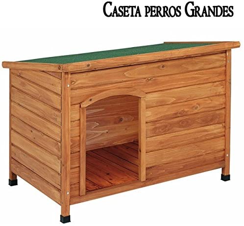  Suministros Infantes CASETA de Madera Techo Plano para Perros Grandes. Medidas ext. 116x82x76 cm, INT. 104x64x70 cm. Gran Durabilidad y Resistencia. Fabricada en España. 