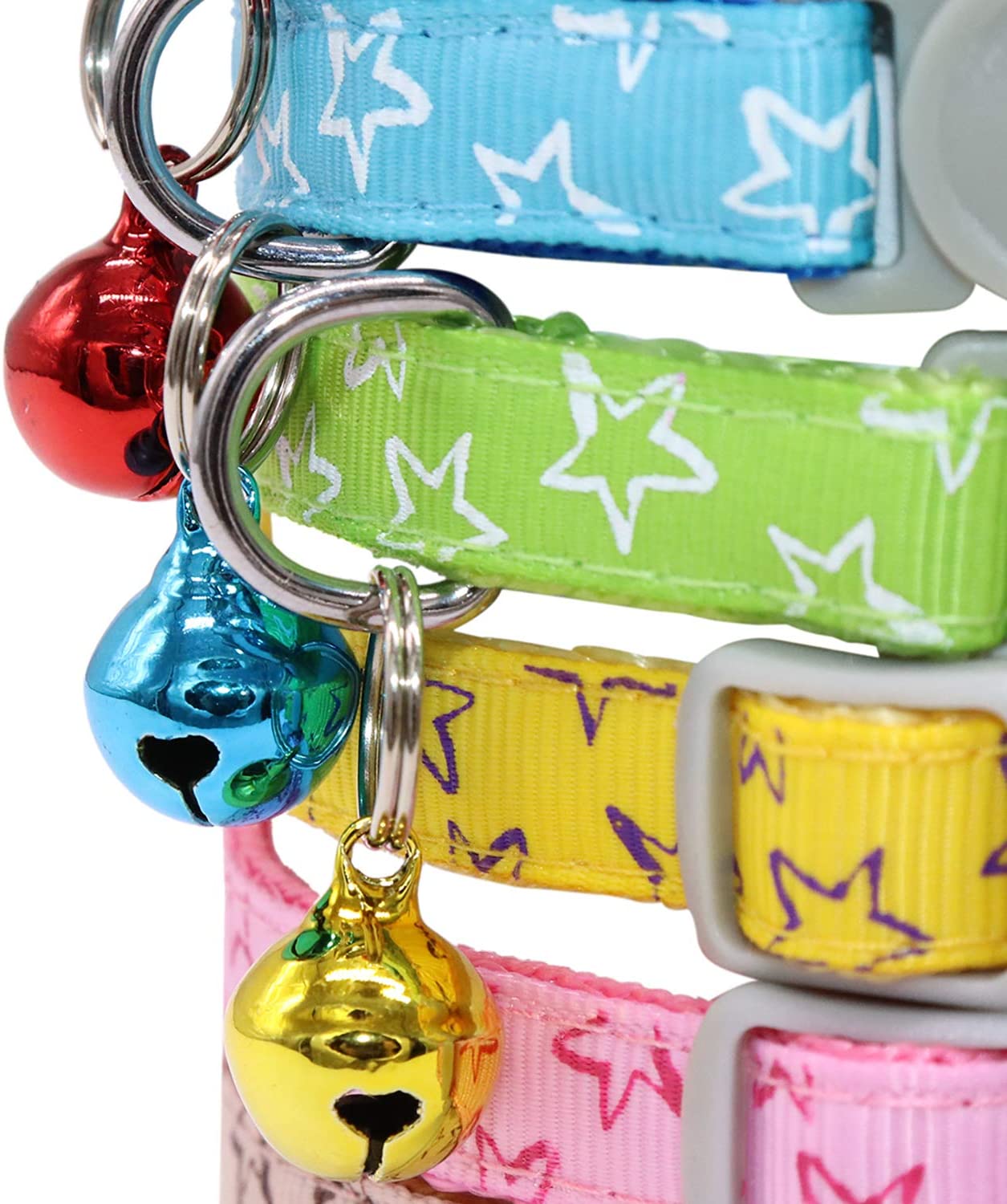  TagME Collares de Gato Personalizados con Placa de Nombre/Collares de Perro pequeños con Nombre, número de teléfono, número de Microchip/Estrella patrón/Amarillo 