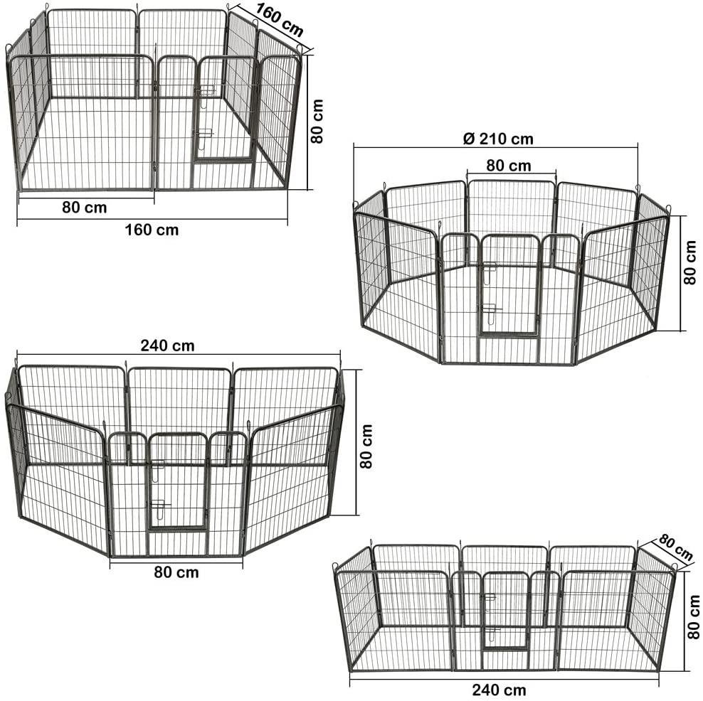  TecTake Parque para Mascotas Valla Libre Corriendo Jaula para Animales - Varios Modelos - (8 Vallas | no. 401717) 