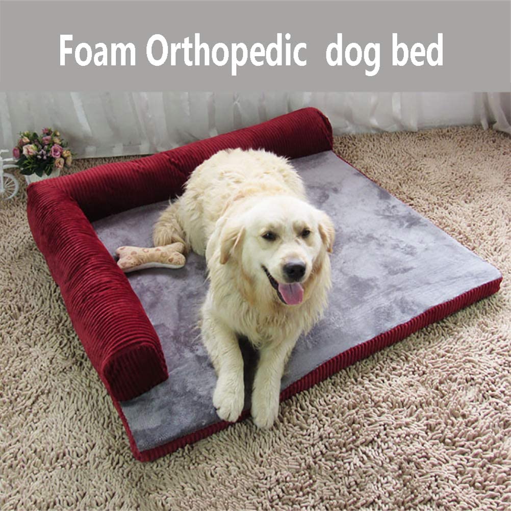  Ti-Fa Cama para Perro Ortopédica de Espuma viscoelástica Sofá Cama para Perro Forro Impermeable y Funda extraíble Lavable cómoda y Transpirable,Rojo,L:90 * 75 * 17cm 