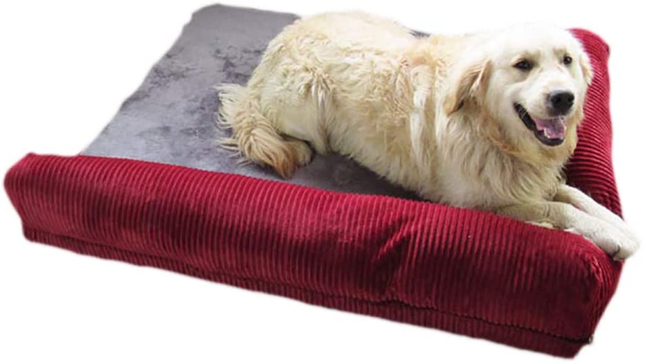  Ti-Fa Cama para Perro Ortopédica de Espuma viscoelástica Sofá Cama para Perro Forro Impermeable y Funda extraíble Lavable cómoda y Transpirable,Rojo,L:90 * 75 * 17cm 