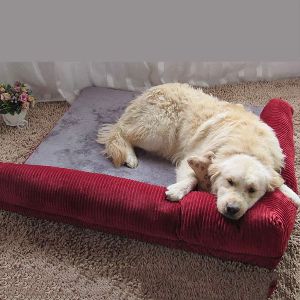  Ti-Fa Cama para Perro Ortopédica de Espuma viscoelástica Sofá Cama para Perro Forro Impermeable y Funda extraíble Lavable cómoda y Transpirable,Rojo,L:90 * 75 * 17cm 