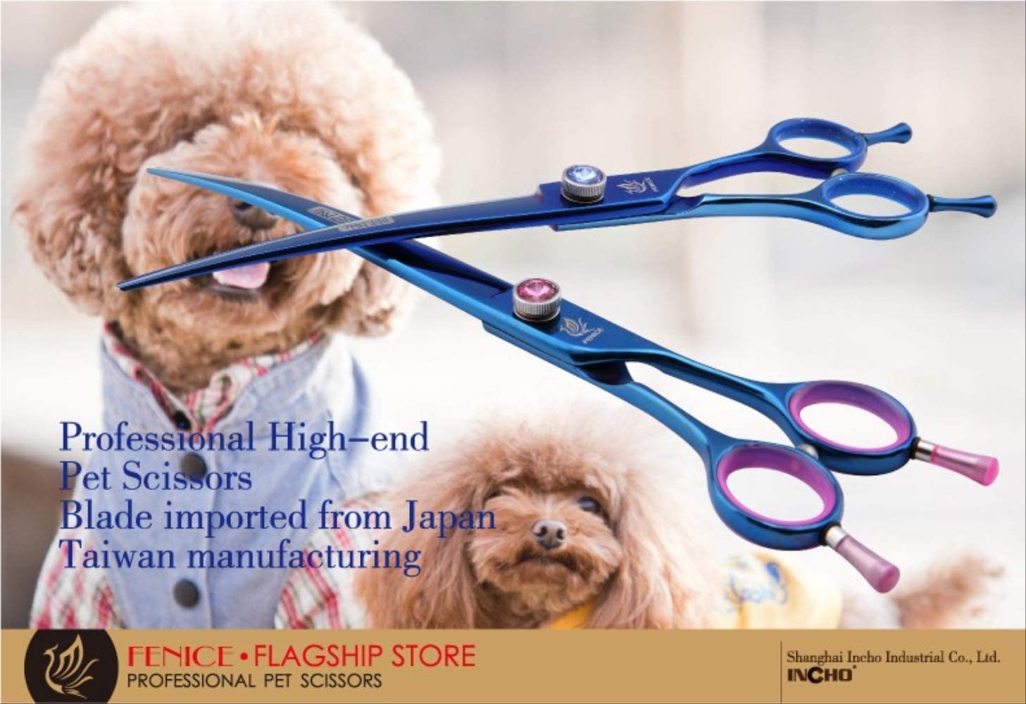  Tijeras Peluqueria Canina Japón 440c 7,5 8,0 Pulgadas Mascotas Left Hand Perro Tijeras Para La Marca Y Estética Azul Curvado Derecho Tijeras 7 punto 5 pulgadas 