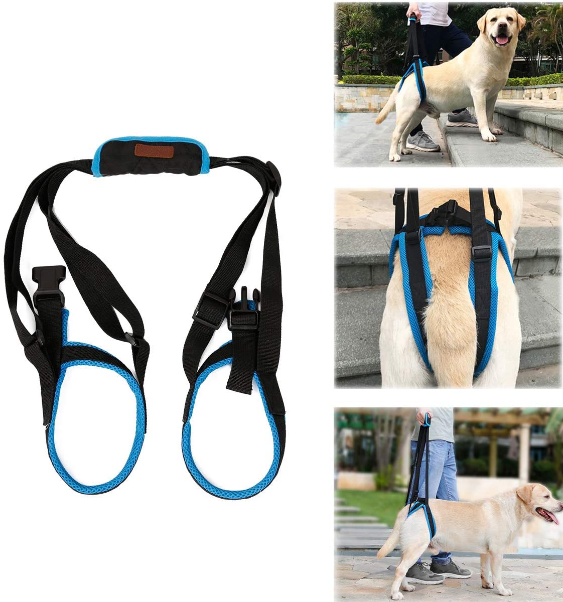  Tineer Dog Lift Arnés para piernas traseras Soporte para Mascotas Arnés Cabestrillo Trasero Ayuda Piernas débiles Levántate Soporte Arnés de Equilibrio para Artritis Rehabilitación Perros (L) 