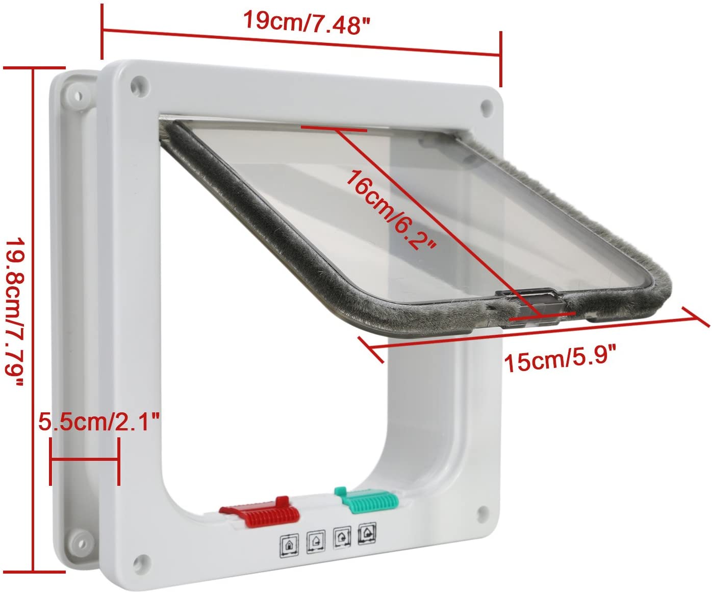  TKOOFN® 4-Modo Puerta Magnética Bloqueable de Aleta para Gato Gatito Perro Perrito Mascota Seguridad (M, Blanco) 