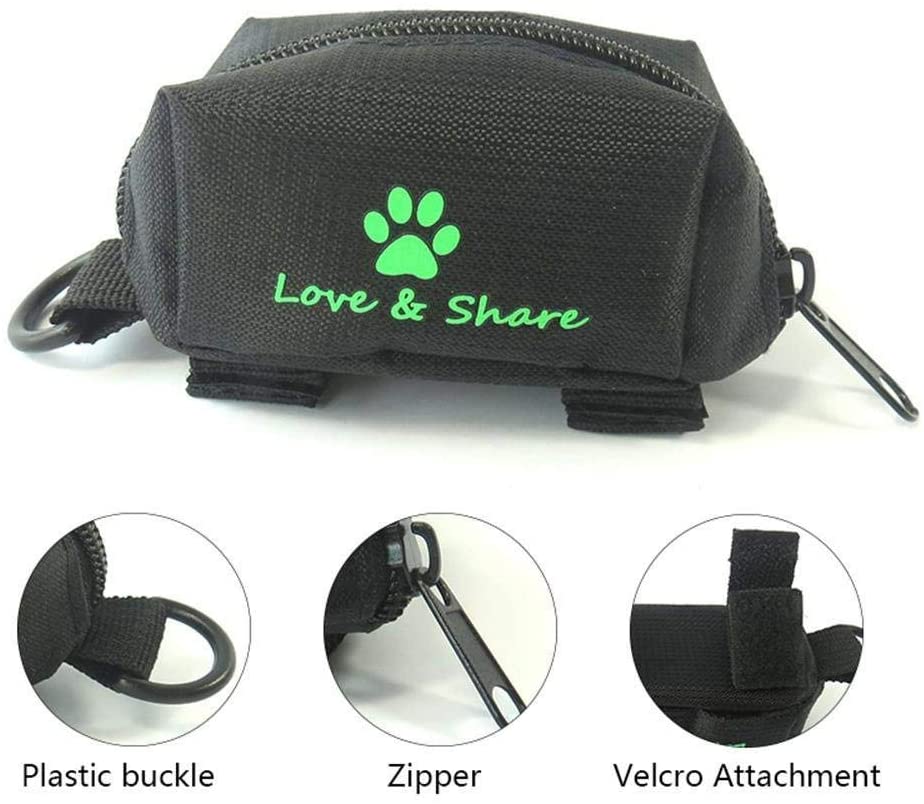  TOOGOO Dispensador de Bolsas de Popa, Soporte de Bolsa de Caca de Perro？Adjunto de Correa - Accesorio para Caminar,Correr O Excursionismo (Negro) 