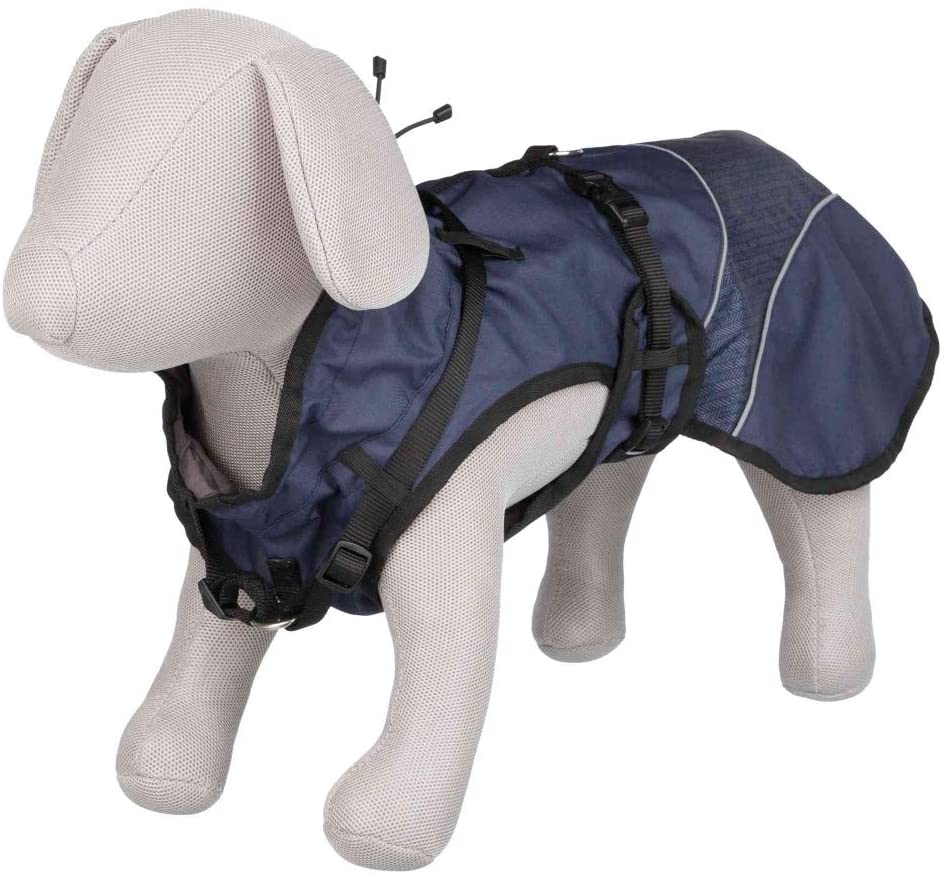  Trixie Abrigo Perro Ropa Mascotas – Chaqueta Capa Chaleco Chubasquero Perro Grande Pequeño Mediano Impermeable Perros Accesorios Capa Arnés Duo Talla L 55 cm Azul 