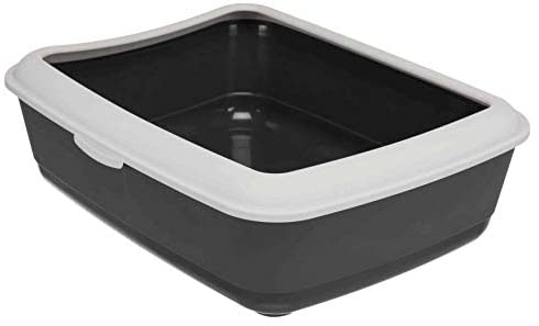  Trixie Bandeja Higiénica Arenero Gatos - Bandeja Sanitaria Gatera Arenero Caja De Arena con Borde 37 x 15 x 47 cm Gris 