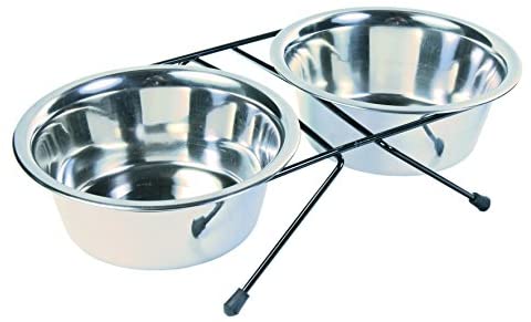  Trixie Set Comederos Acero INOX, 2x0.75 l, ø15 cm 