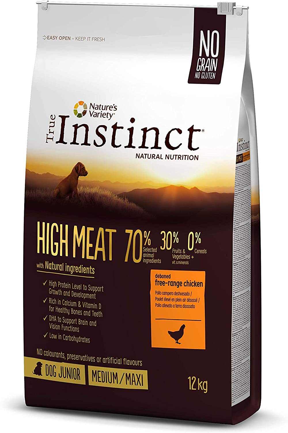  True Instinct High Meat Junior Medium/Maxi - Pienso para Cachorros con Pollo Deshuesado 12000g 