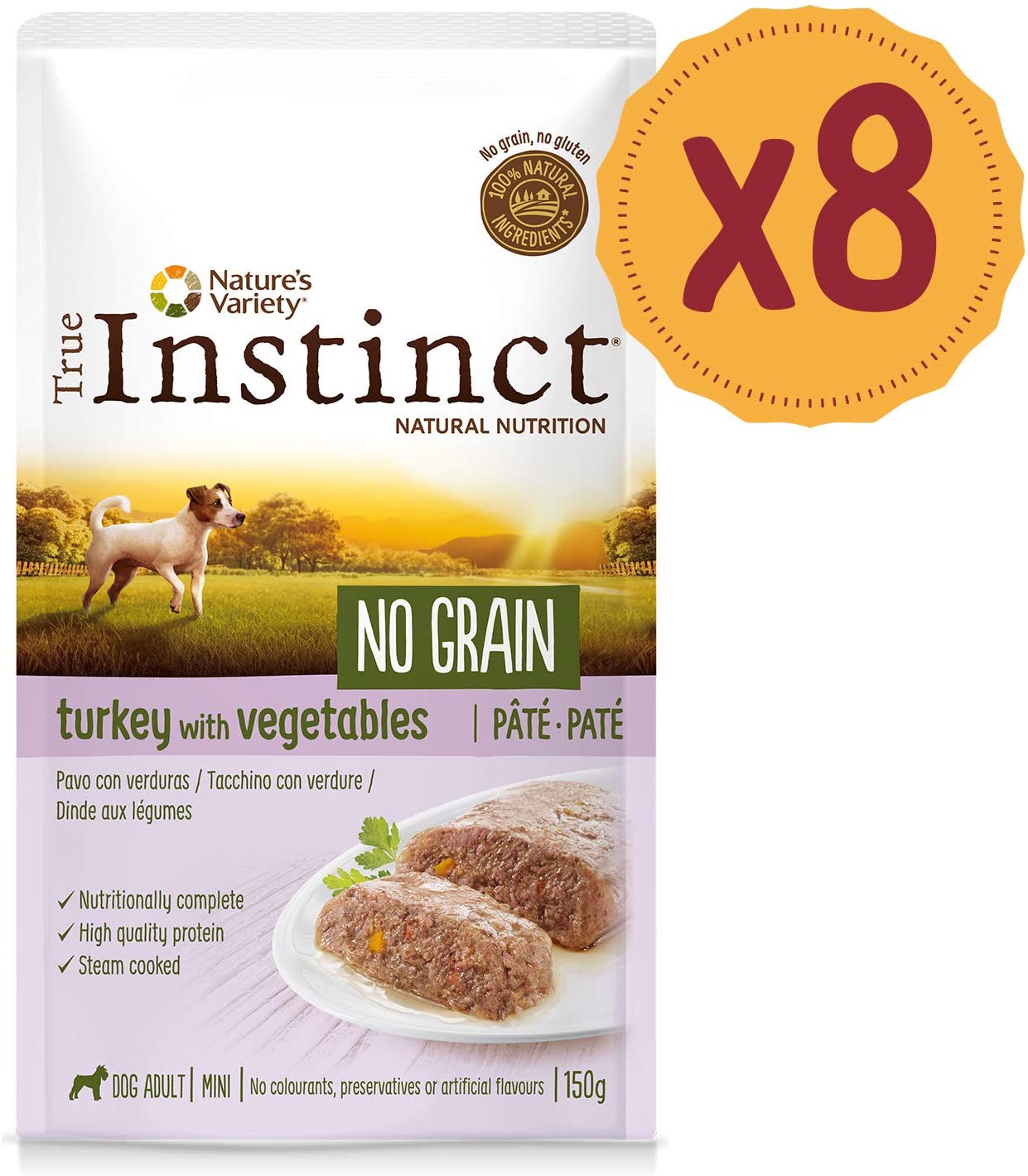  True Instinct No Grain Mini Paté de Pavo para Perros 150 gr - Pack de 8 