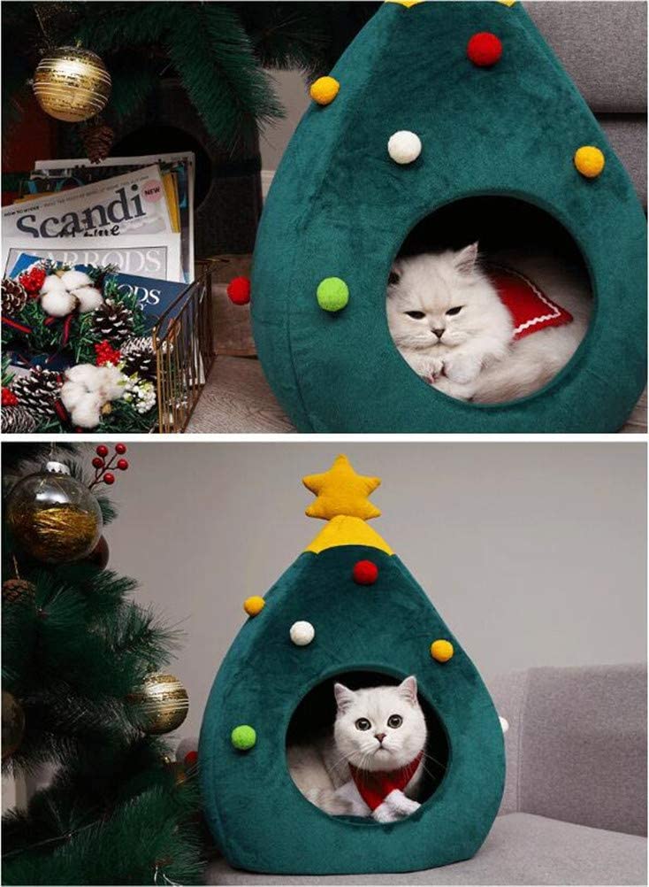  TTXLY Árbol de Navidad Gato Litter Four Seasons Universal Pet Supplies Verano Cat House Cat Cama Tapetes de Gato Perrito Fieltro Nest Cat Supplies 