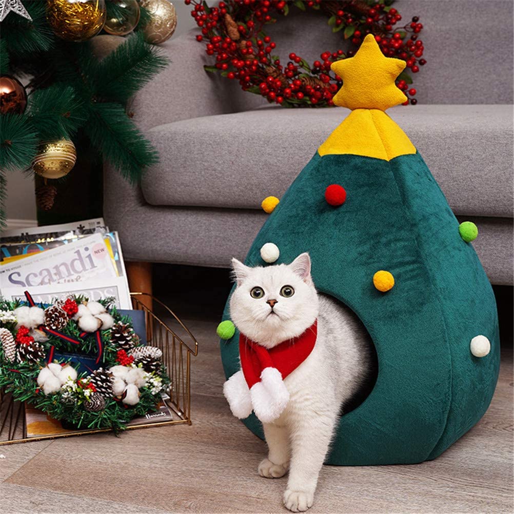  TTXLY Árbol de Navidad Gato Litter Four Seasons Universal Pet Supplies Verano Cat House Cat Cama Tapetes de Gato Perrito Fieltro Nest Cat Supplies 