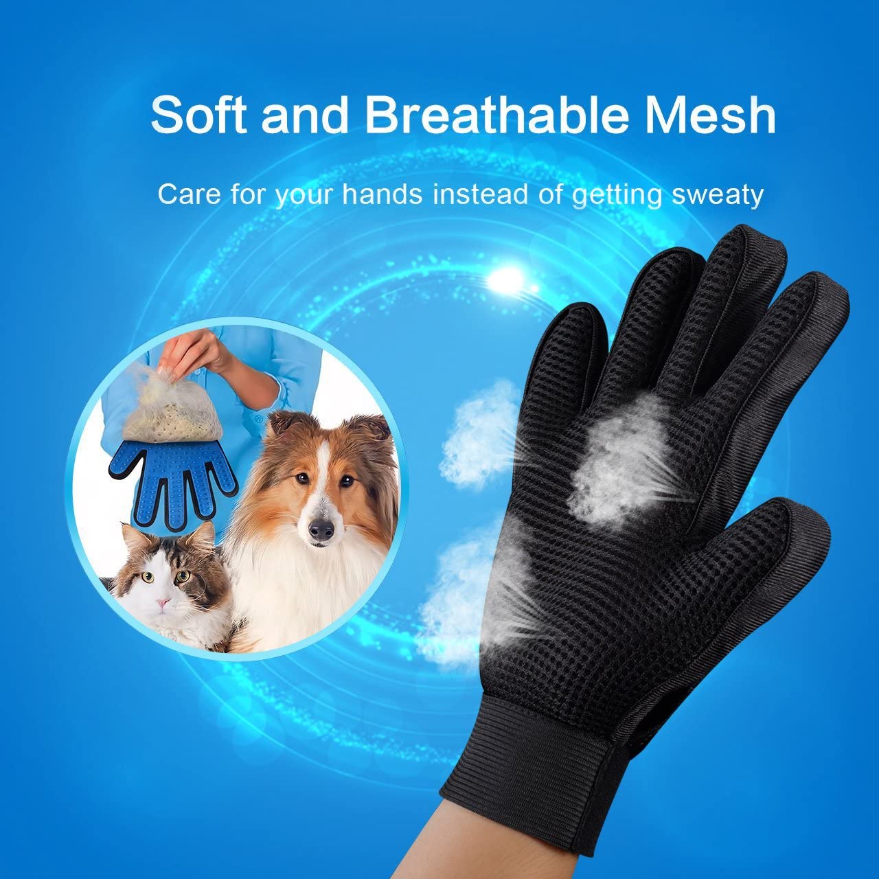  tuoding Guantes de Masaje para Perros/Gatos, Material Transpirable,Promover la circulación de la Sangre, Masaje de Mascotas 