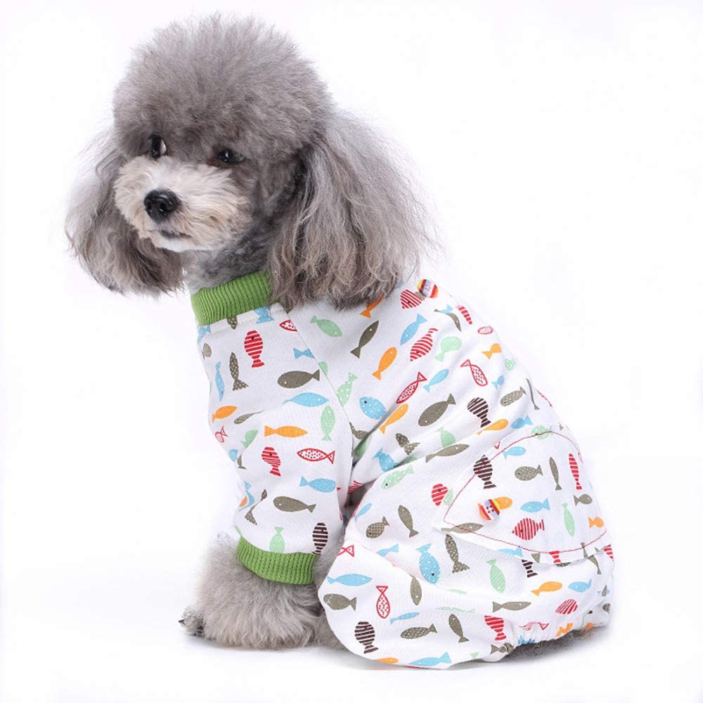  TUOTANG Ropa para Mascotas Ropa para Perros Pijama de Algodón de Cuatro Patas Ropa para Mascotas de Punto Ropa de casa Pijamas,Blanco 12,Large 